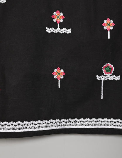 TS-204B-Black - Comet - Cotton Embroidered Stitched Kurti