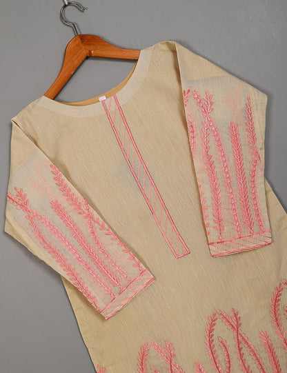 TS-206A-Skin - Paper Cotton Embroidered Kurti
