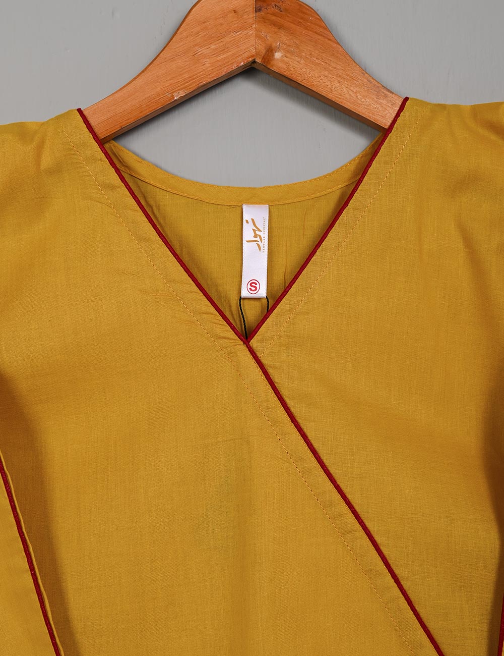 TS-207A-Mustard - Cotton Embroidered Stitched Kurti