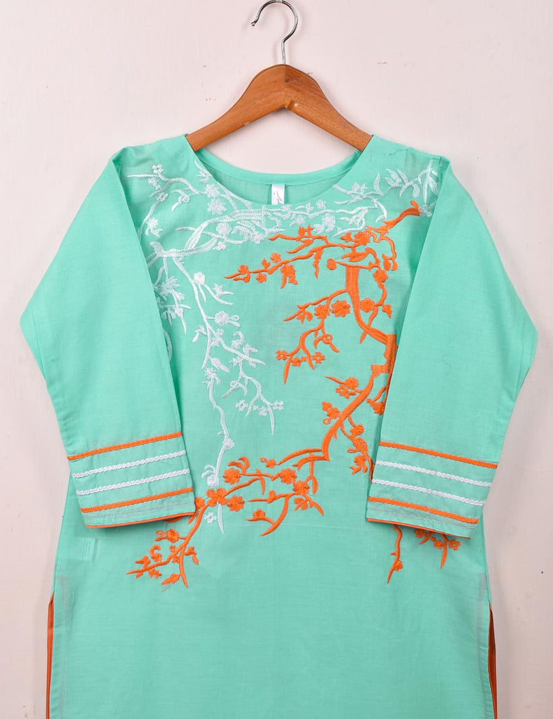 Cotton Embroidered Stitched Kurti - Thunder (TS-058A-SeaGreen)