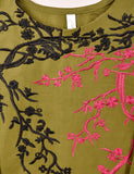 Cotton Embroidered Stitched Kurti - Thunder (TS-058B-Moss)