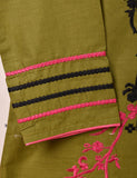 Cotton Embroidered Stitched Kurti - Thunder (TS-058B-Moss)