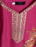 Cotton Embroidered Kurti - Tropical Hibiscus (T20-017-Fuschia)