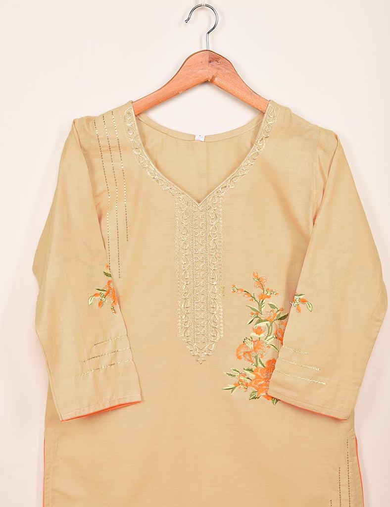 Cotton Embroidered Stitched Kurti - Tropical Hibiscus (T20-017B-Skin)