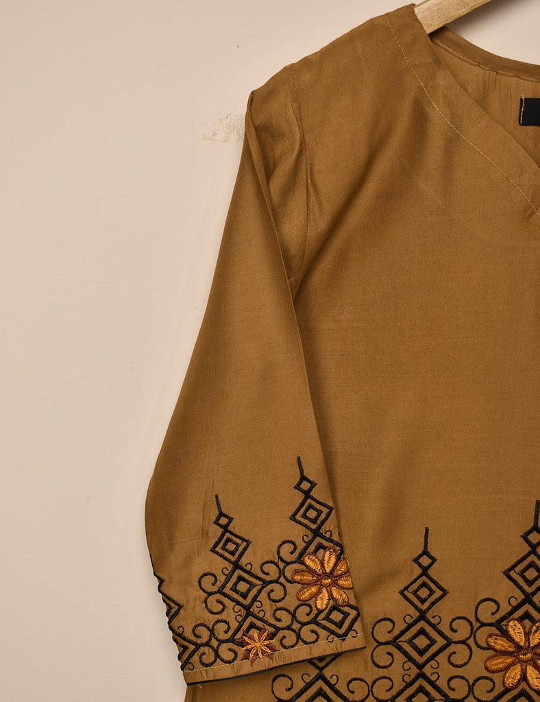 Tehwaar Winter Linen Embroidered Stitched Kurti - Vienna (TW-09A-Mustard)