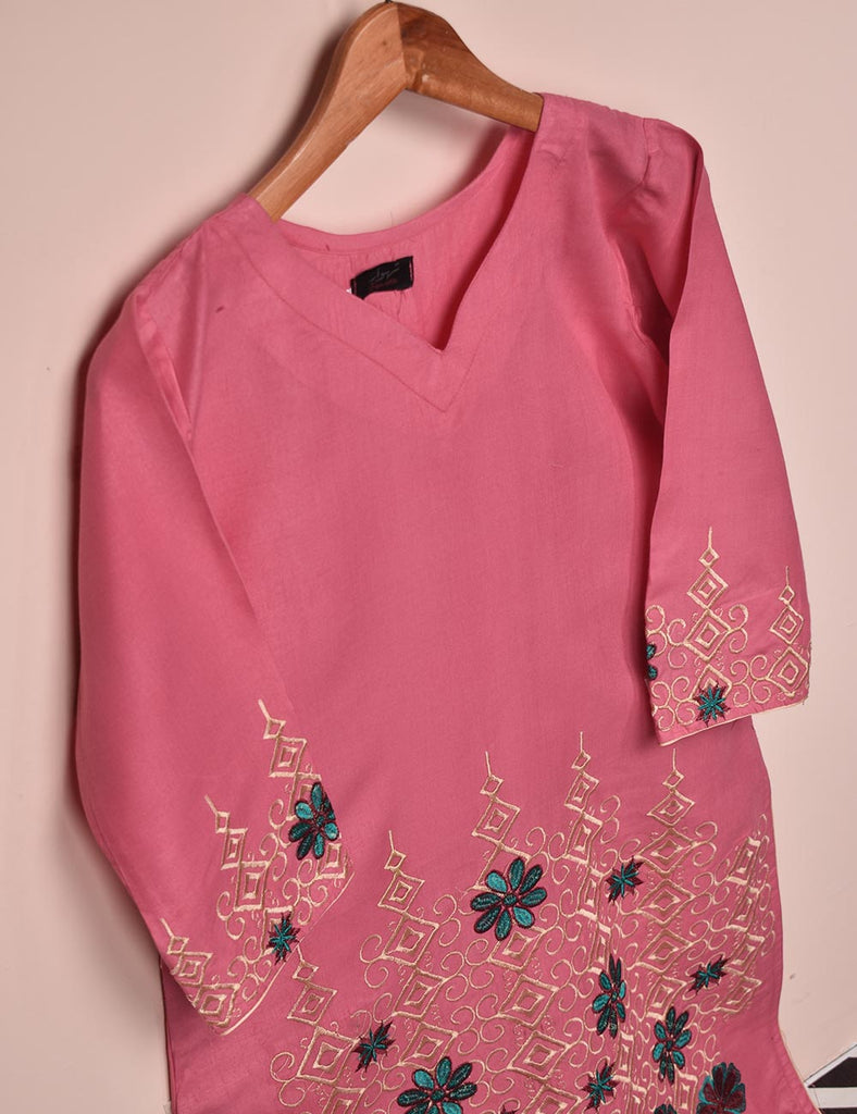 Tehwaar Winter Linen Embroidered Stitched Kurti - Vienna (TW-09B-Pink)