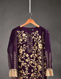 Exclusive Chiffon Embroidered Kurti - Violet Castle (TIE-06B)
