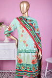 3 Pc Unstitched Embroidered Lawn Dress with Lawn Printed Dupatta & Embroidered Cotton Trouser - Wild Dream (ZLE-3A)