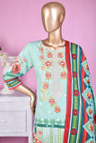 3 Pc Unstitched Embroidered Lawn Dress with Lawn Printed Dupatta & Embroidered Cotton Trouser - Wild Dream (ZLE-3A)