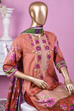 3 Pc Unstitched Embroidered Lawn Dress with Lawn Printed Dupatta & Embroidered Cotton Trouser - Wild Dream (ZLE-3B)