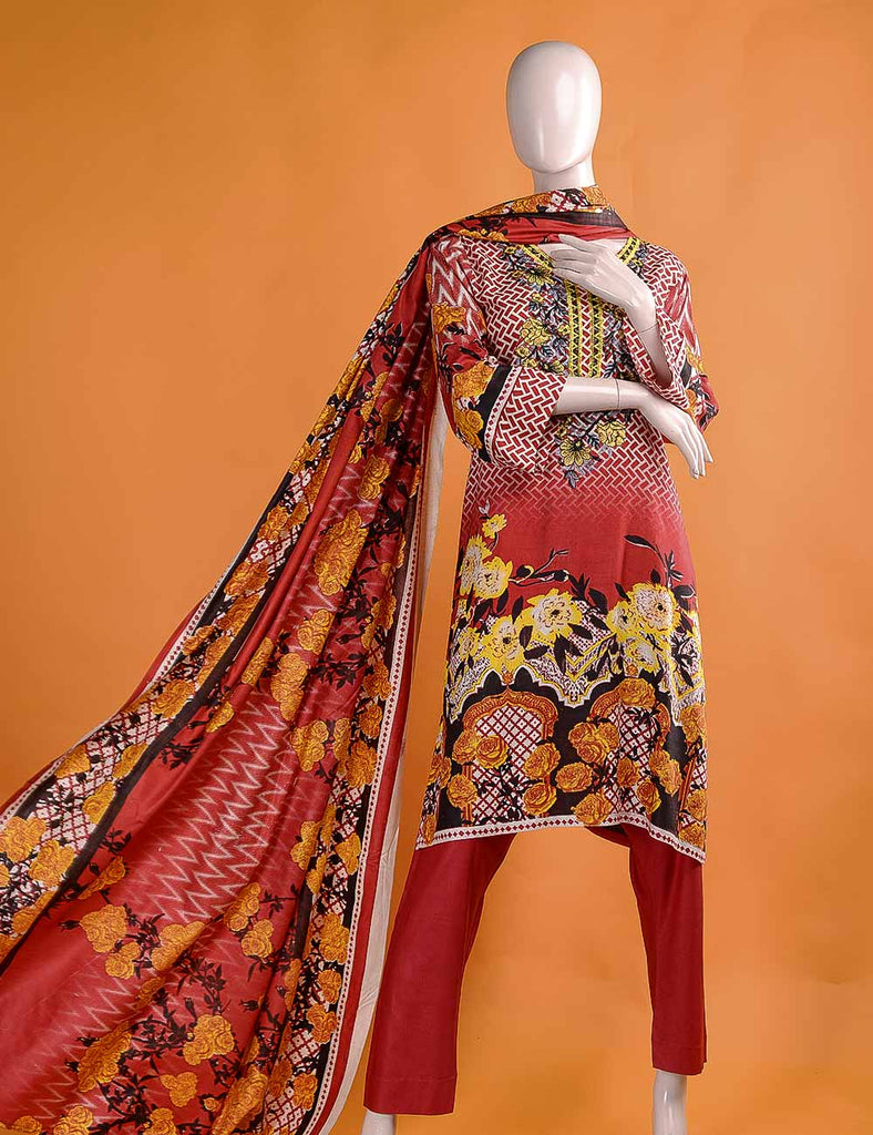 FR-1A - Aesthetic Mix  |  Linen Embroidered & Printed Unstitched Dress