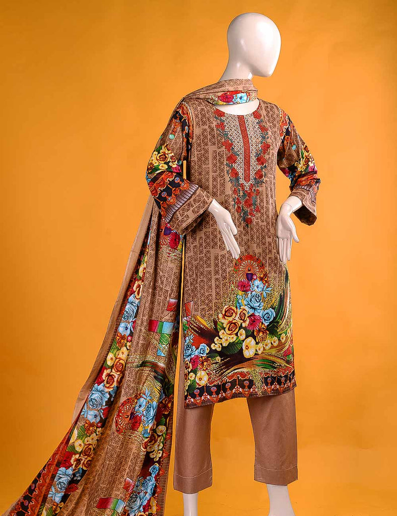 FR-3B - Magnus Style  |  Linen Embroidered & Printed Unstitched Dress