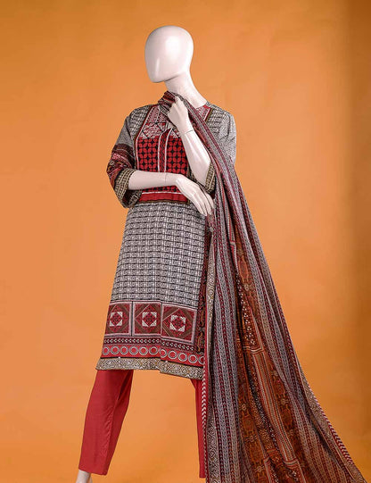 FR-5A - Motifs  |  Linen Embroidered & Printed Unstitched Dress