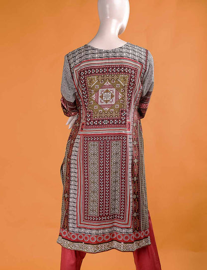 FR-5A - Motifs  |  Linen Embroidered & Printed Unstitched Dress