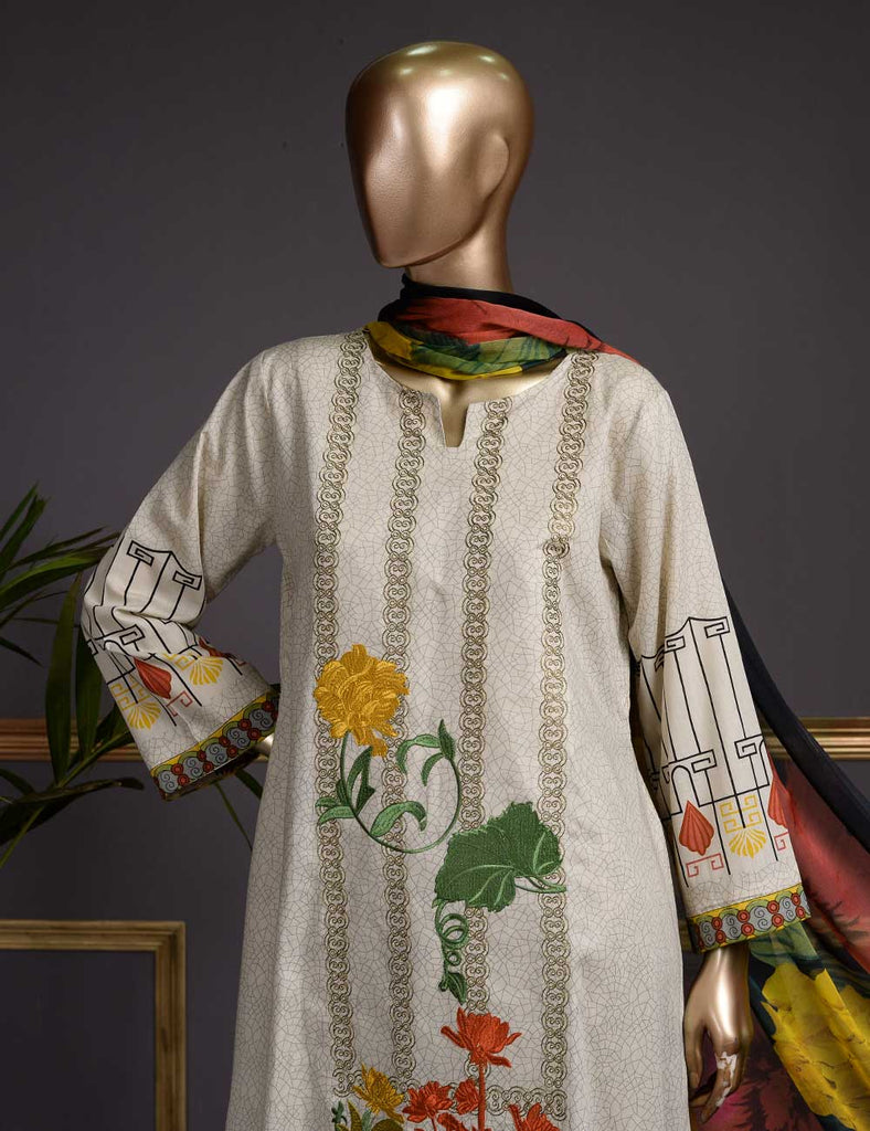 Daisy (Gi-08) | 3 Pcs Un-stitched Embroidered Lawn Dress